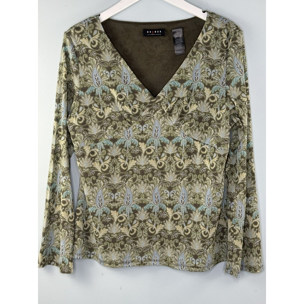Axcess Babydoll Top Women XL Green Mesh Y2K Earthy Boho Forest Fairy Grunge‎